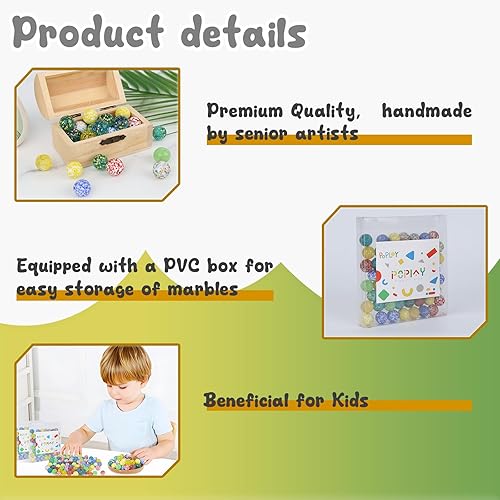 Miniatura 3 de POPLAY 60 canicas de vidrio a granel, 58 pulgadas mezcla de colores canicas de vidrio para niños, canicas para juegos, decoración del hogar