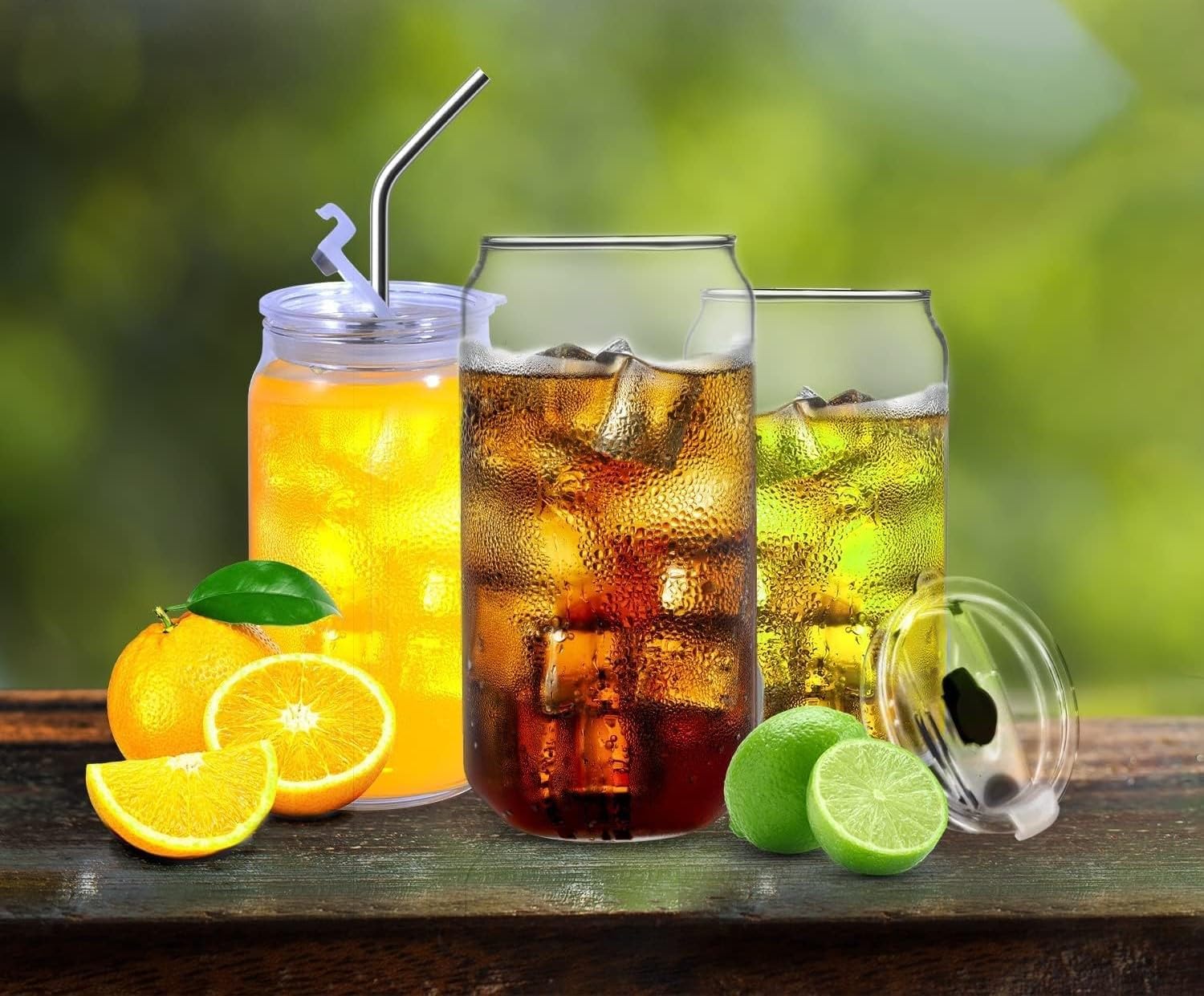 KiKiluxxa Tea and Coffee Fruit Juice Milk Water Mijoito Glass Sipper Tumbler Mug with Straw and Lid Acyrelic - 540ml - Pack of 2 (RoTomax 2)