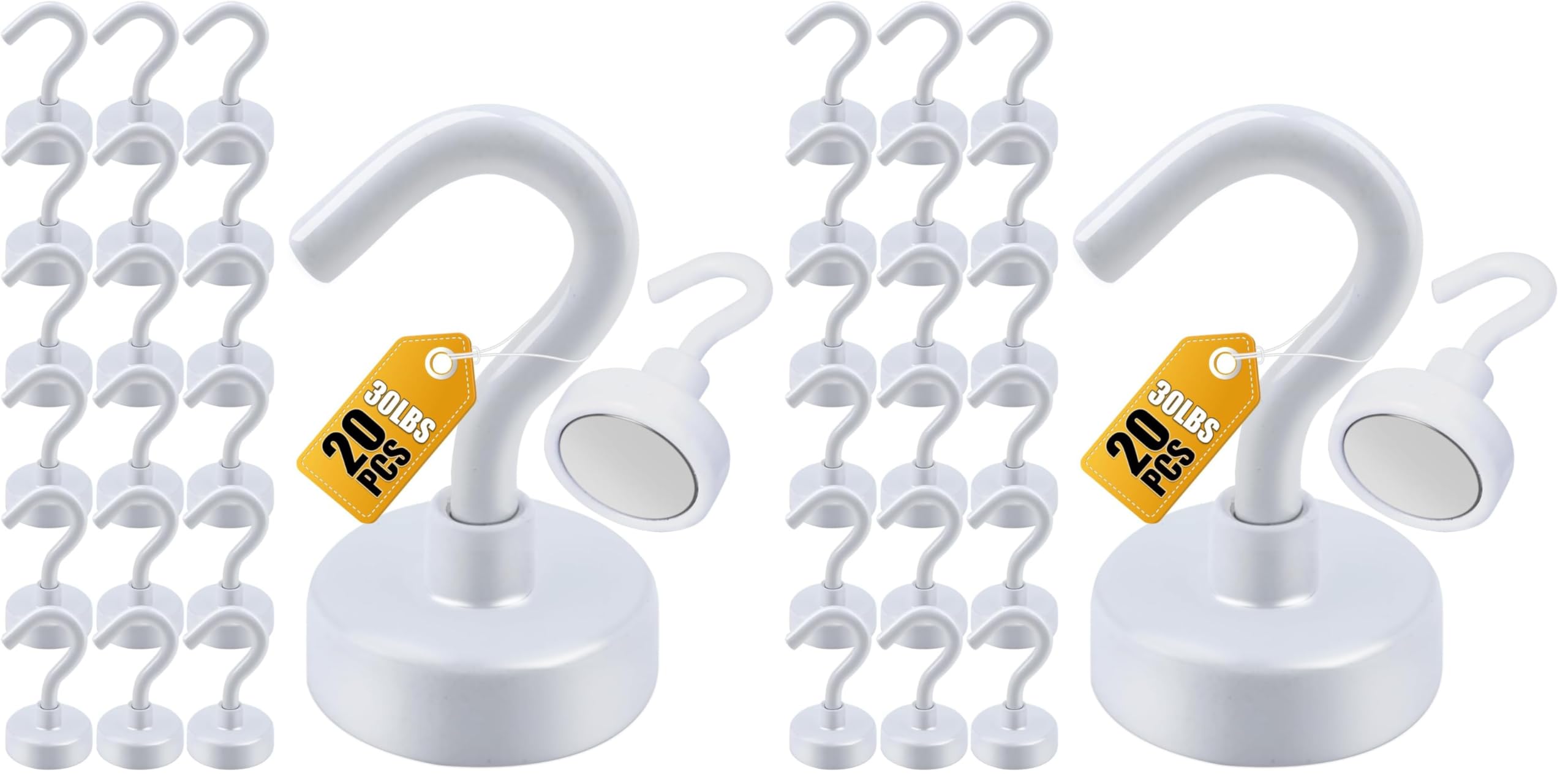 DIYMAG Magnetic Hooks, 30Lbs Strong Heavy Duty Cruise Magnet S-Hook for Classroom, Fridge, Hanging, Cabins, Grill, Kitchen, Garage, Workplace and Office Etc, (40 Pack-White)