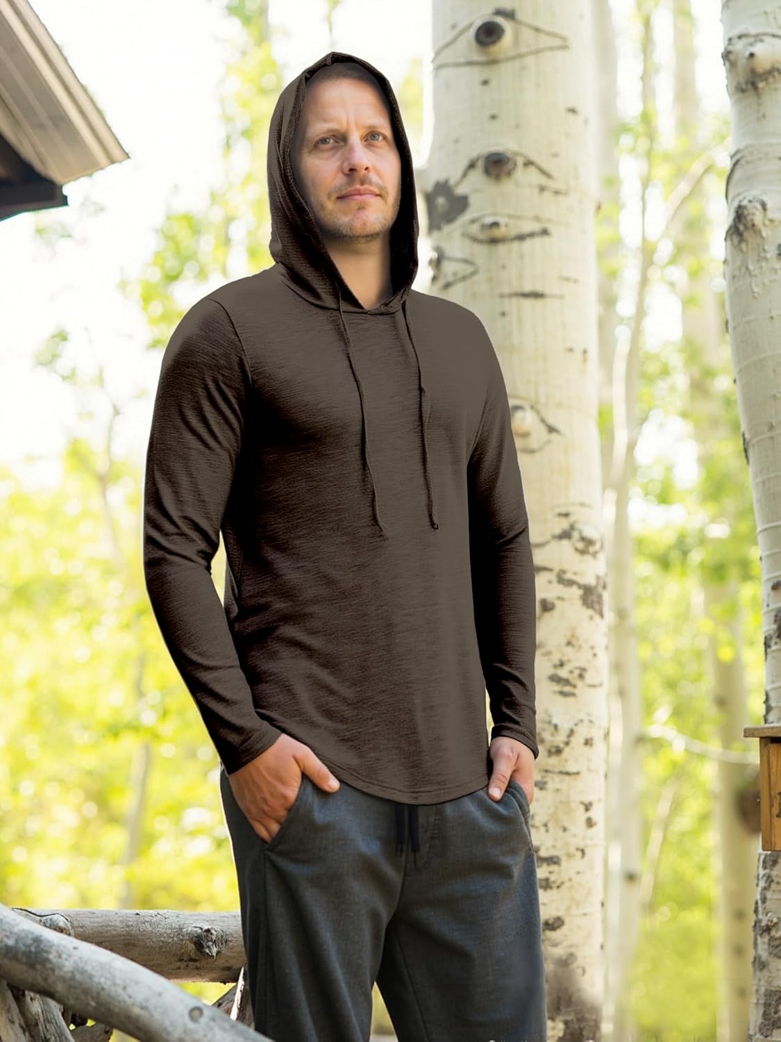 BEILU Men's Fashion Athletic Hoodies Workout Sweatshirt Long Sleeve Lightweight Casual Pullover Drawstring Hoodie - Image 2