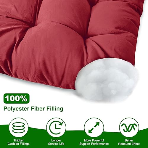 Miniatura 3 de Juego de 2 cojines para mecedoras de alta calidad, cojines de repuesto para sillas mecedoras superior e inferior con lazos, cojín acolchado