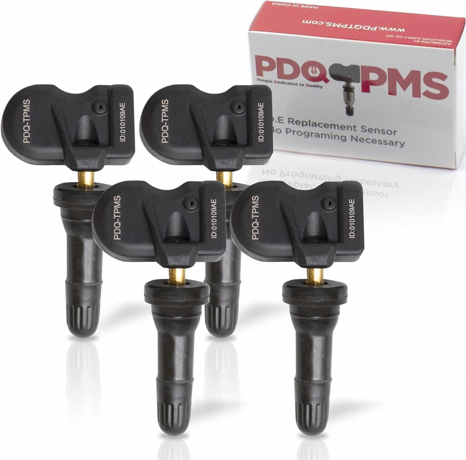 PDQ TPMS 315 MHZ Tire Pressure Sensor 4 Pack Rubber Stem for Toyota Lexus Direct Replacement for OE Part # 42607-0E020 ｜ 42607-02050 ｜ 42607-06030 ｜ 42607-48010 ｜ 42607-53020