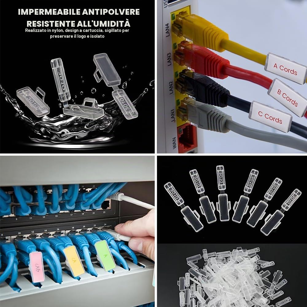 50 Pezzo Segnacavi Elettrici in Materiale di Nylon Scatola per Etichette Impermeabili per Cavi Fascette per Cavi Bianche Etichette per la Marcatura e la Classificazione di Vari