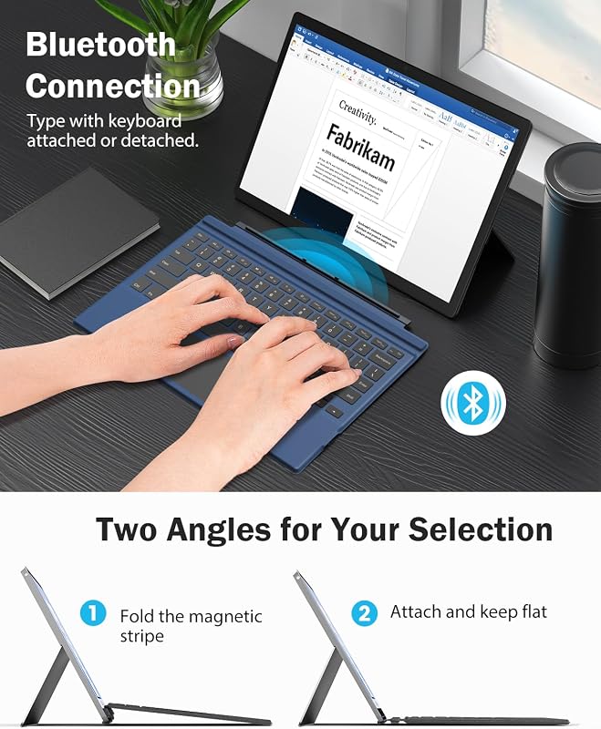 MoKo Bluetooth Billentyűzet Touchpaddal Surface Pro 7+/7/6/5/4/3 Készülékekhez - 7 Színű RGB Háttérvilágítás, Újratölthető, QWERTY