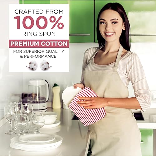 Miniatura 4 de Candy Cottons - Set de 6 trapos de cocina 100% algodón, con lazo pcolgar, plavar y secar platos, se pueden usar como paños de cocina o trapos de