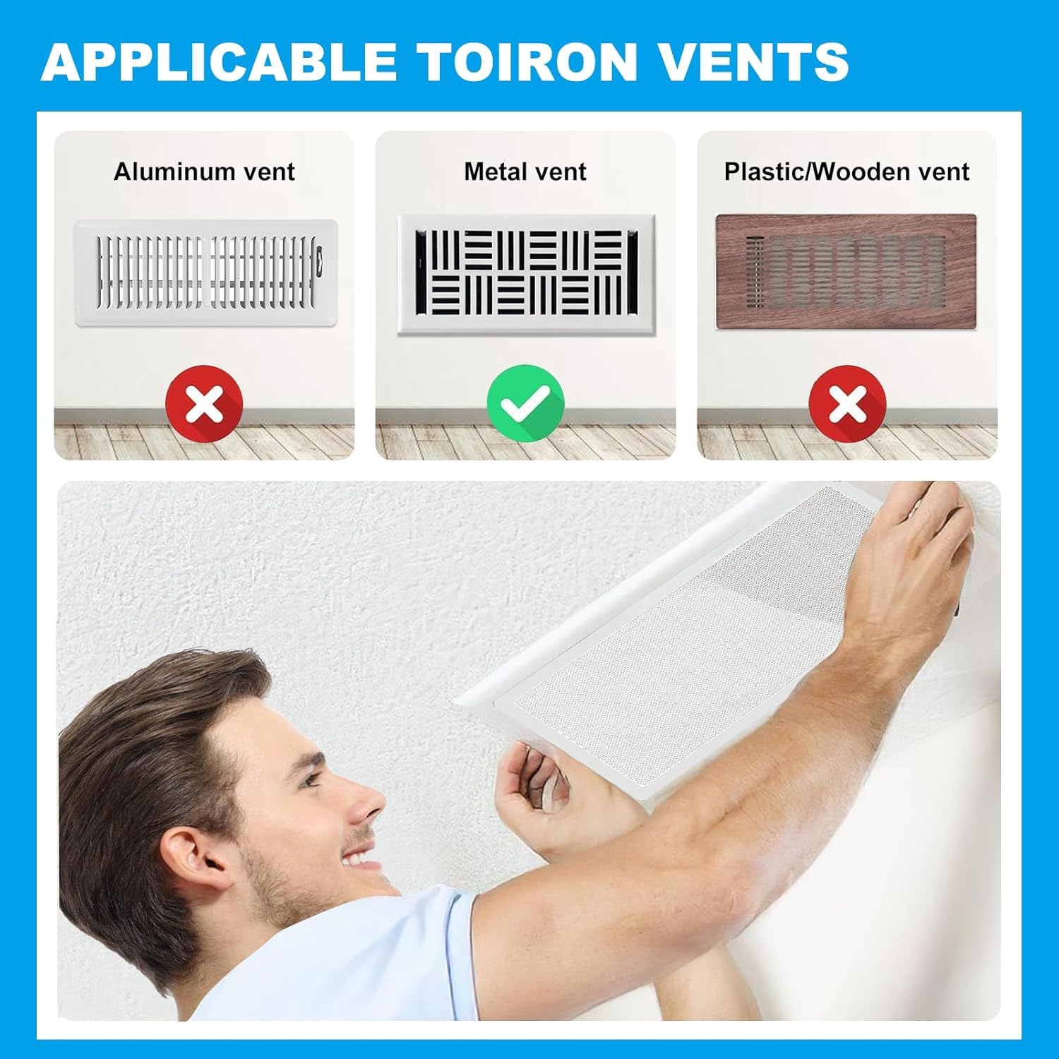 6 cubiertas magnéticas de ventilación blancas – Pantalla magnética fuerte de ventilación de aire de 7 x 13 pulgadas – para registros de suelo/pared/techo – fácil instalación, ajuste seguro – duradero