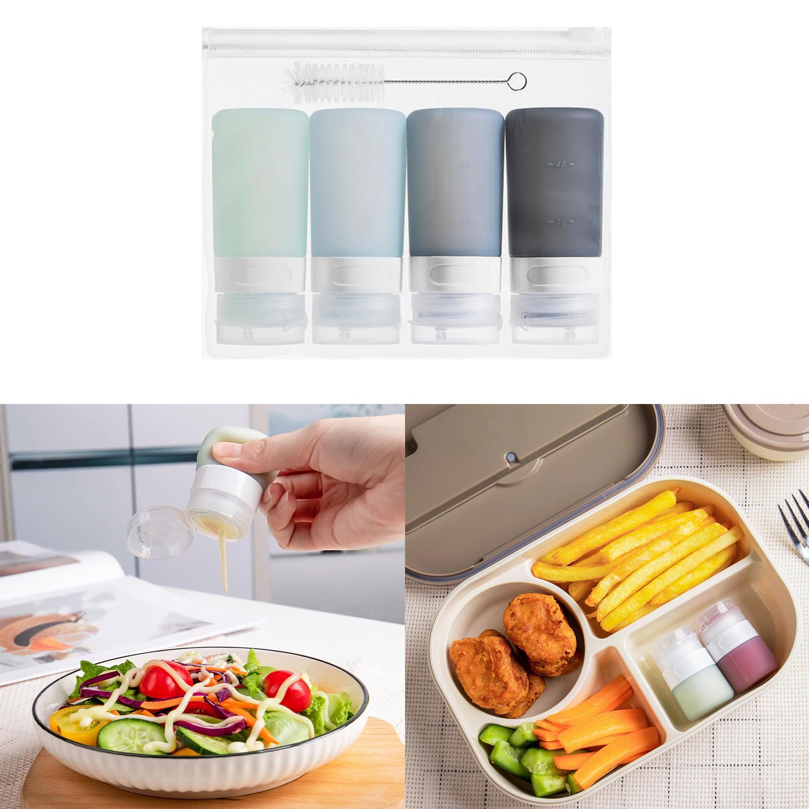hejhncii Portable Miniature Dressing Bottles for Lunch Boxes Condiment Squeeze Bottles Leakproof Sauce Containers
