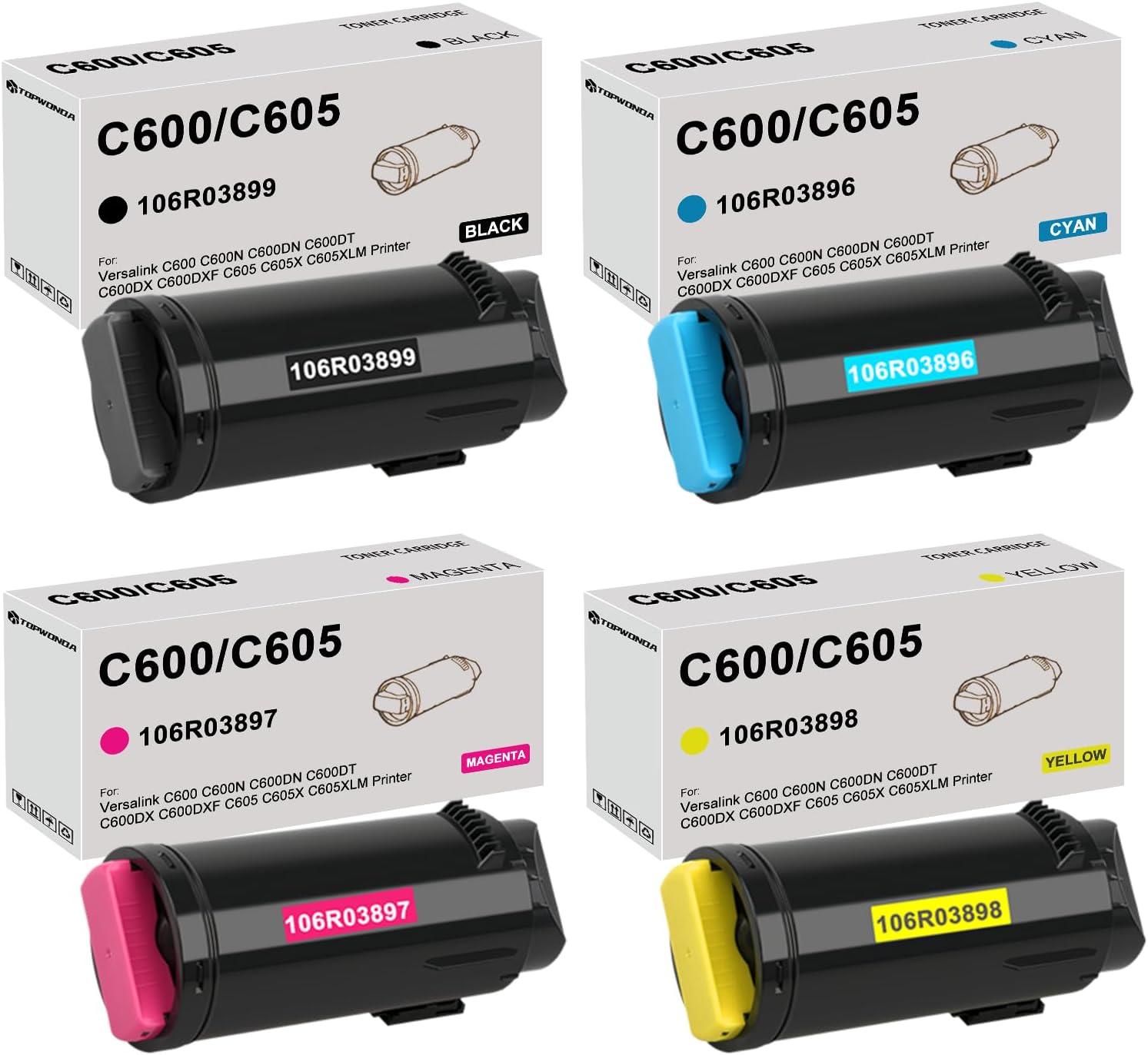 C600 C605 Toner Cartridge Replacement for Xerox VersaLink C600 C600N C600DN C600DT C600DX C600DXF C605 C605X C605XLM Printers(106R03896 106R03897 106R03898 106R03899)