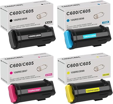 C600 C605 Toner Cartridge Replacement for Xerox VersaLink C600 C600N C600DN C600DT C600DX C600DXF C605 C605X C605XLM Printers106R03896 106R03897 106R03898 106R03899
