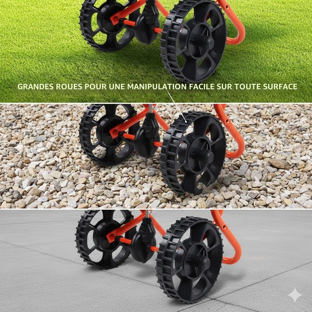 GARDEBRUK® Épandeur 25L pour semence engrais sel et sable avec grandes roues jardin gazon extérieur