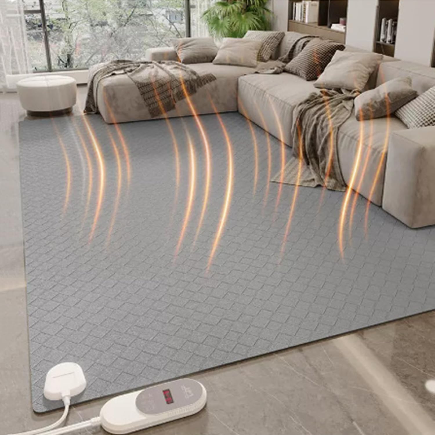Tappetino riscaldante elettrico per piedi, tappetino yoga per casa e ufficio, temperatura e timer regolabili, scaldapiedi a riscaldamento rapido, tappeto riscaldante 65x200 cm (B 10" x 10" (quadr