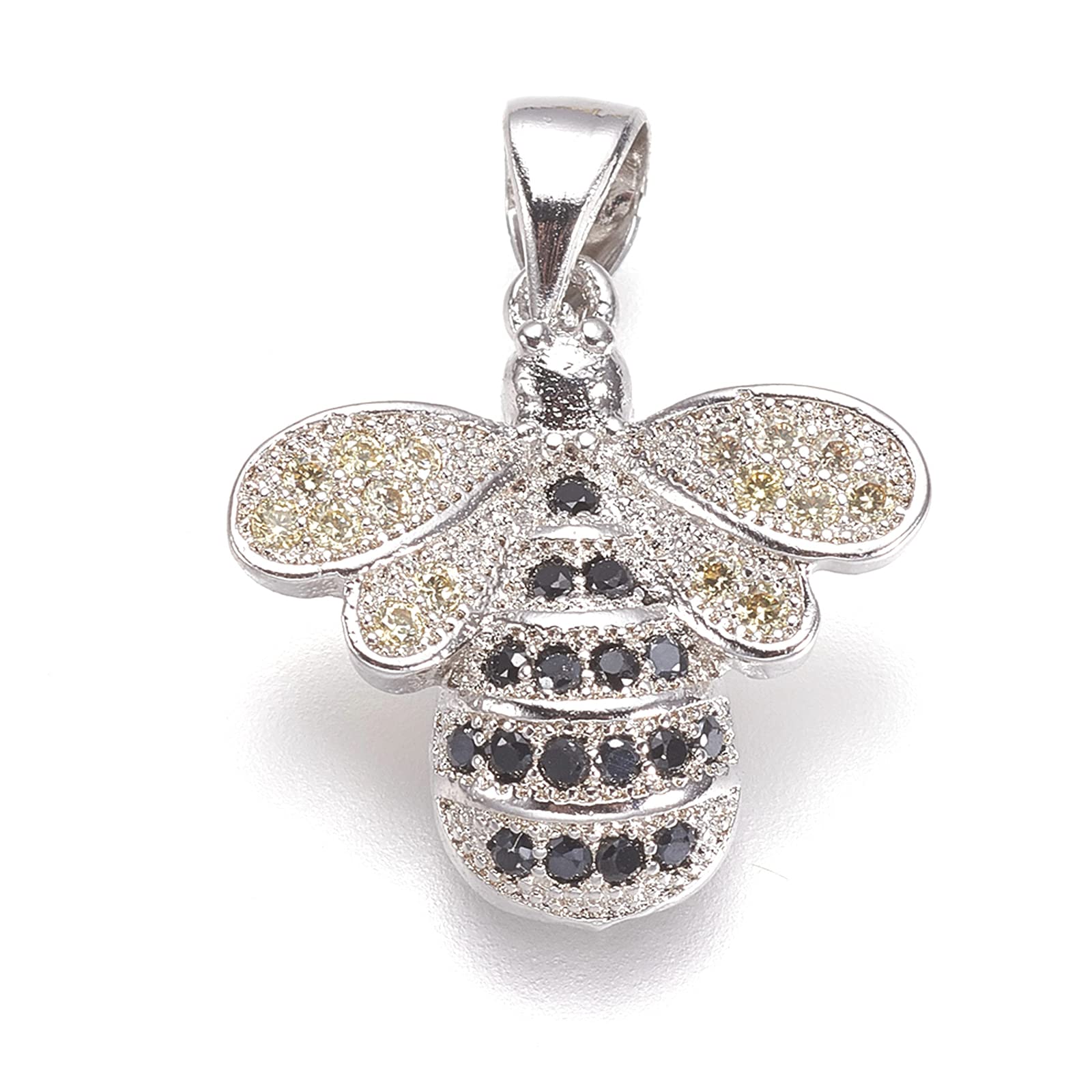PandaHall 5pcs Crystal Cubic Zirconia Bee Charms Pendant 16.5x16x4mm Rhinestone Diamante Pendants for Necklace Bracelet Earring Jewelry Making — image 1