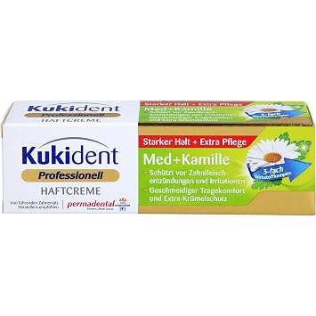 Kukident Extra Strong Denture Adhesive Cream with Camomile Extract 1.41 Oz