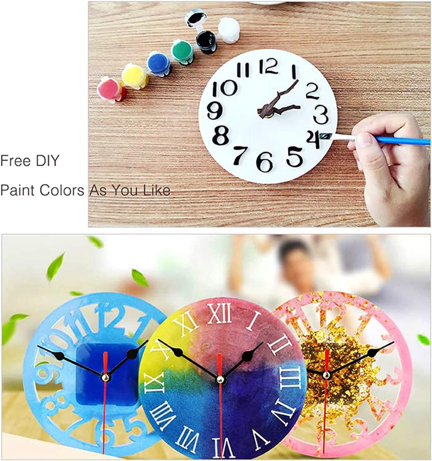Rêvées Clive 12-Inch Silicone Clock Mould with Roman Numbers | Multipurpose Epoxy Resin Casting Mould for Coasters, Decorative Projects & DIY Crafts | Durable White Silicone 4