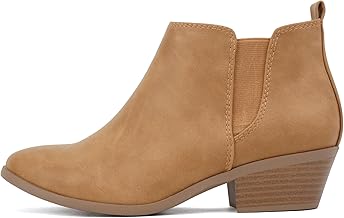 Soda “CHARMER” ~ Women Pointed Toe Elastic Gore Low Heel Ankle Bootie with Zipper Closure