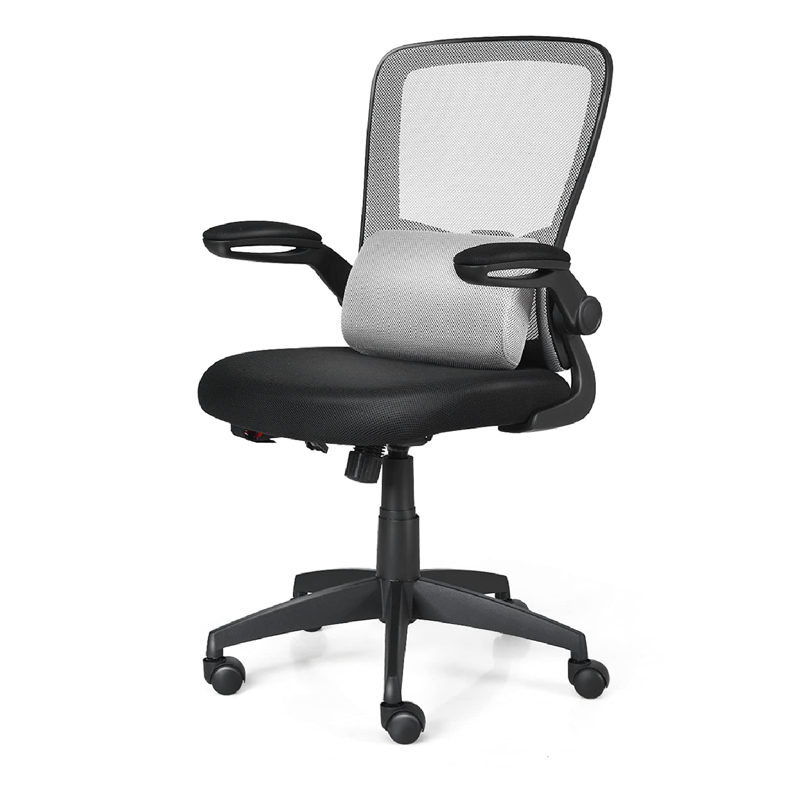 CASART Mesh Office Chair, Heigh Adjustable Swivel Desk Chair with Lumbar Support, Armrest & Tension Control, Rolling Computer Study Chair for Home Office (Grey)