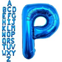 40 Inch Blue Letter P Balloons, DIY Phrase Foil Alphabet Letter P Balloons DIY Word P Banner for Birthday Anniversary Celebration Graduation Party Supplies Decoration