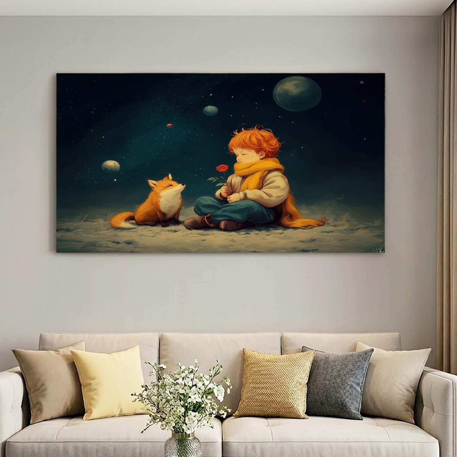 Decorazione da parete su tela, motivo floreale, rosa, per soggiorno, camera da letto, bagno, ufficio, sala da pranzo, corridoio, cucina, camera da letto, 90 x 60 cm (lunghezza x larghezza)