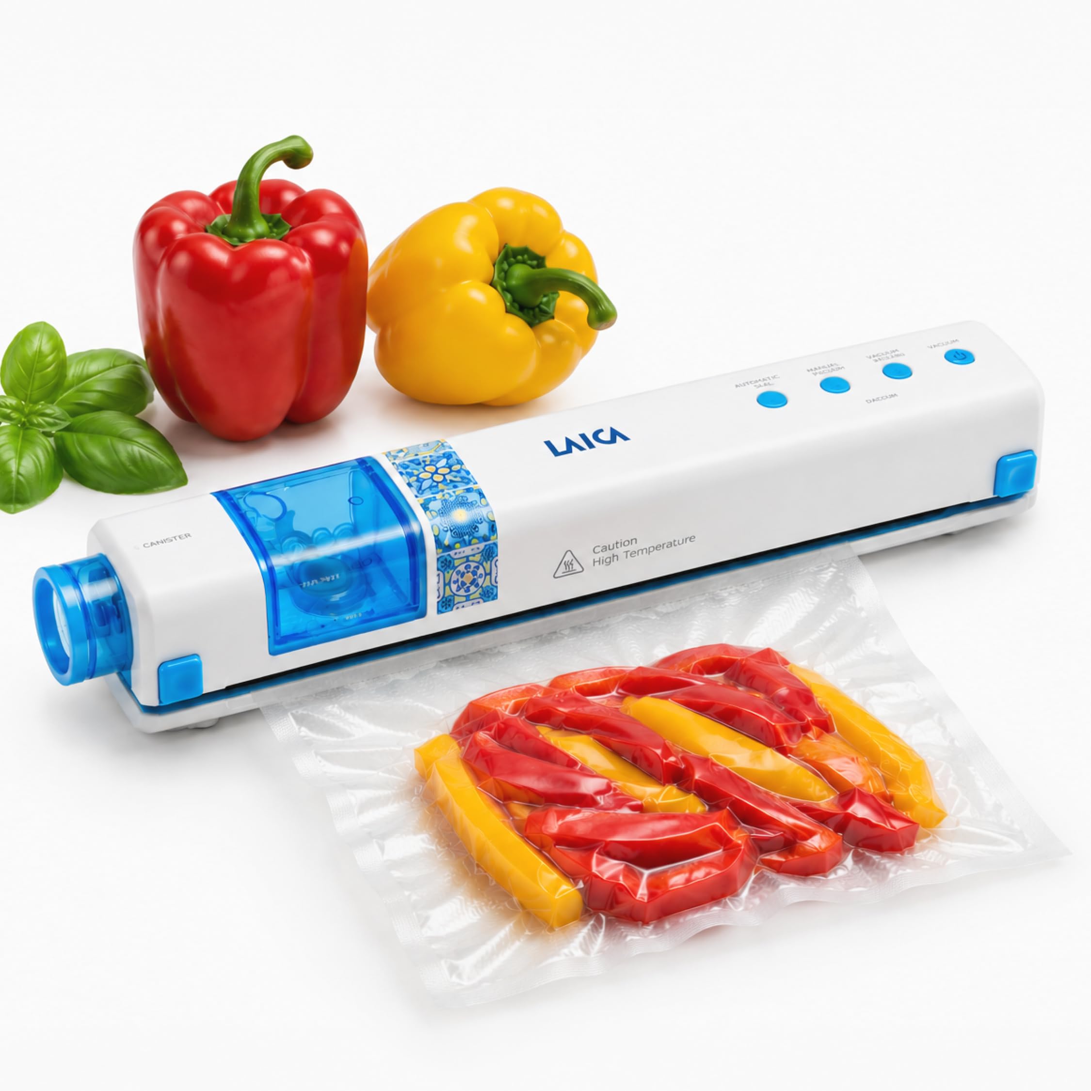 LAICA VT3206 Macchina Sottovuoto Alimenti Senza Fili - Automatica e Compatta, Ricarica USB-C - Conserva i Cibi Fino a 5 Volte Più a Lungo - Camera Raccogli Liquidi, Taglierina e Rotolo Inclusi