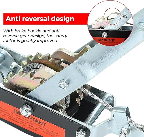 Miniatura 3 de 1 Ton Heavy Duty 2 Hook Cable de acero de doble engranaje trinquete de potencia viene a lo largo de la herramienta extractor,Extractor de cable de