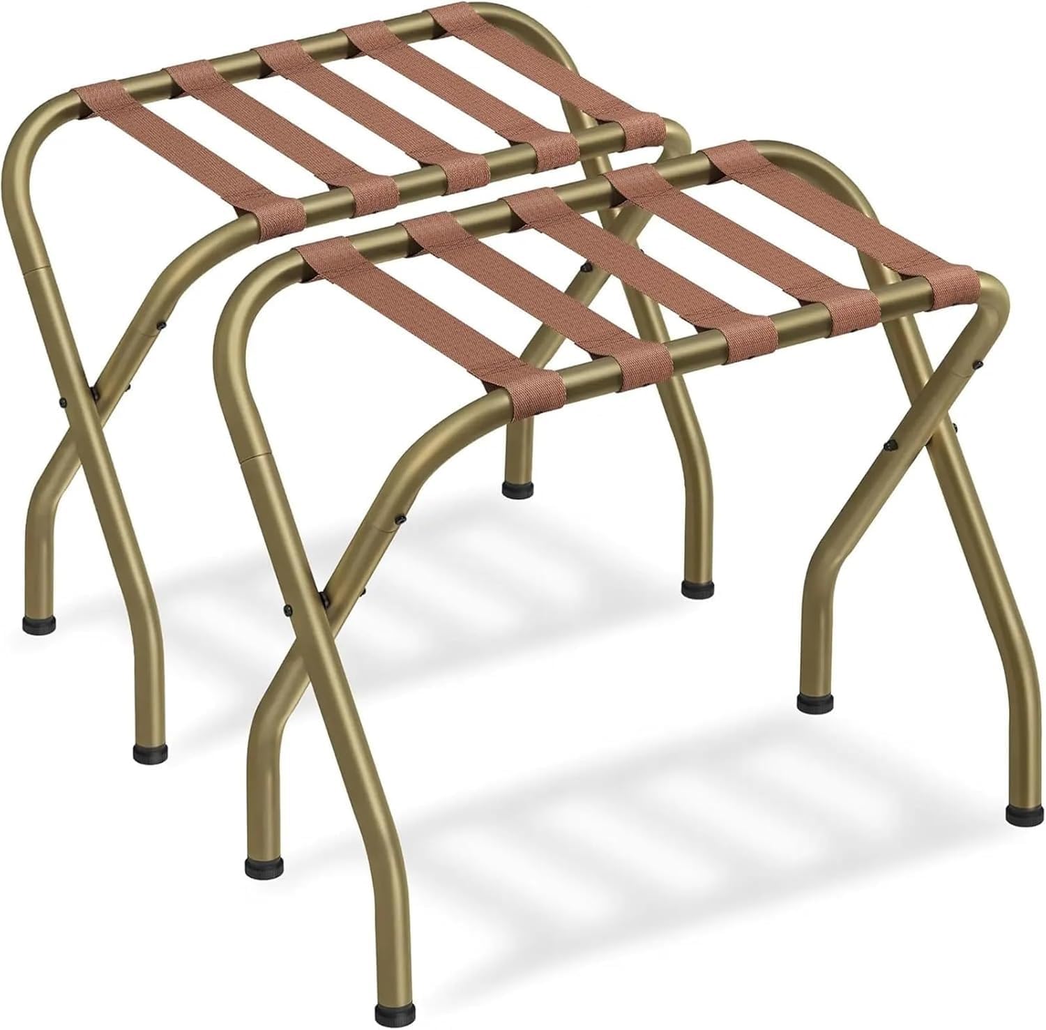Luggage Rack 2pcs Luggage Rack, Luggage Rack for Guest Room, Suitcase Stand, Steel Frame, Foldable, for Bedroom, Golden