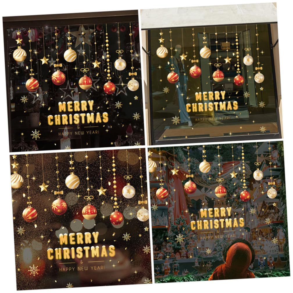 20 Feuilles Autocollants de Noël autocollants muraux de Autocollant de fenêtre de sticker sapin de noel stickers noel vitre décoration d'intérieur décor d'or PVC
