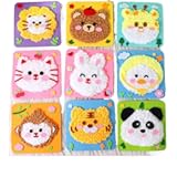 ZMDHAYSH DIY Felt Sewing kit,9 Pack Cartoon Animal Stickers Felt Embroidery Doll Set Stitching with Arts and Crafts Projects, Gifts Toys Sewing Kit for Kids 3-12