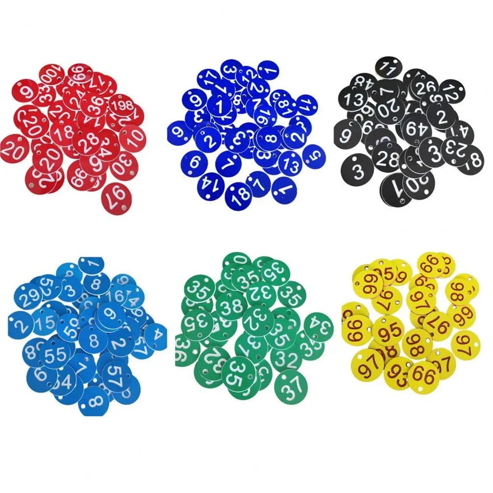 plastikowa plakietka z numerem, Plastikowe zawieszki z numerami 100 szt. Wielokolorowe(Red)