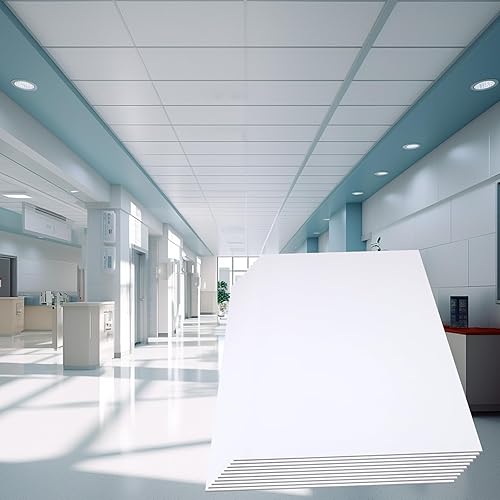 Miniatura 8 de Azulejos de techo lisos blancos, paneles de PVC de fácil instalación, impermeables, reutilizables y resistentes al fuego, no se hunden ni se rompen,