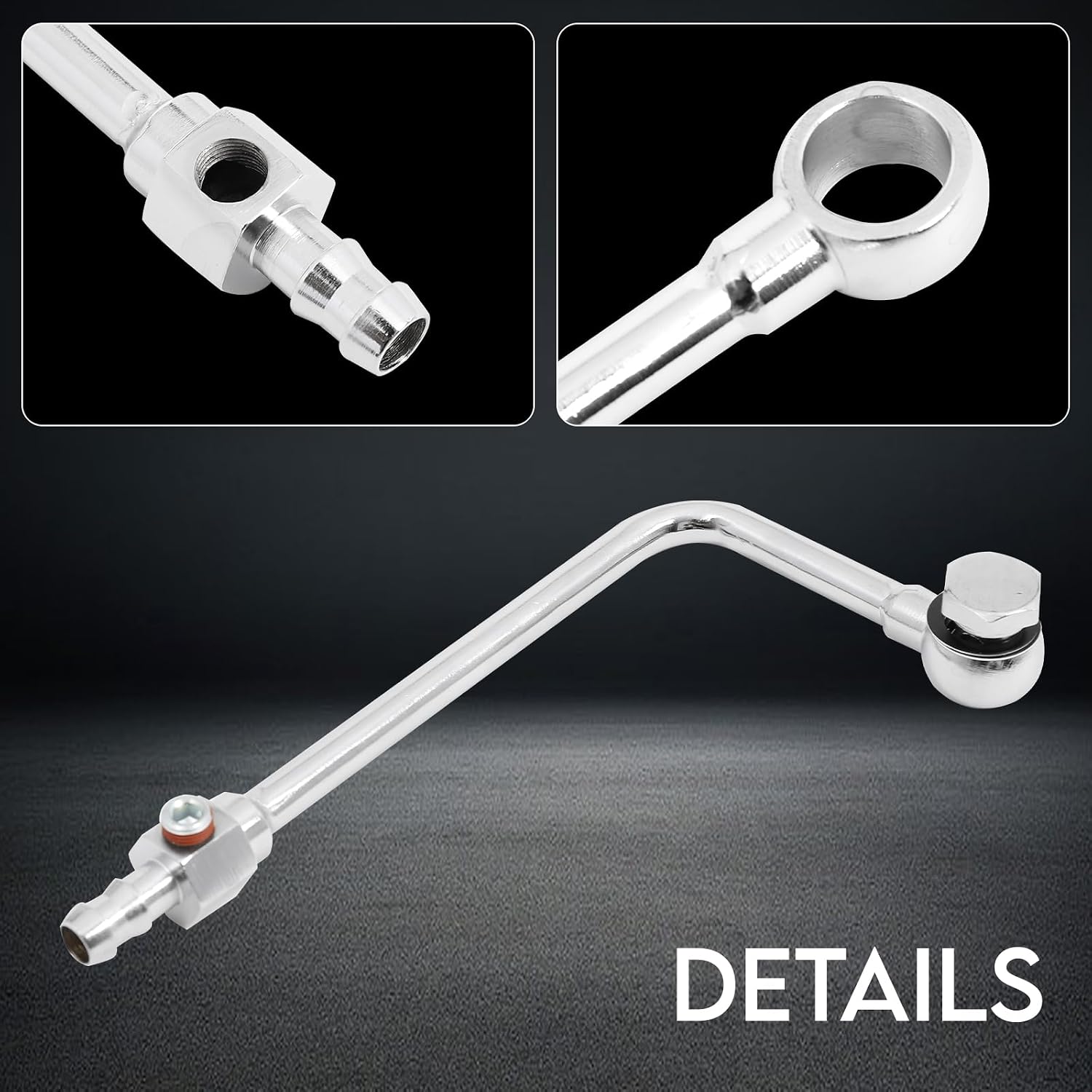 Chrome Steel Fuel Line，Single-Feed Line Kit with 5/8 Barbed End Inlet