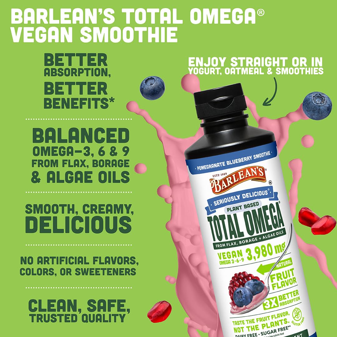 Barlean's Pomegranate Borage & Algae Oil, Omega 3-6-9 Flaxseed, Vegan, 16oz — Amazon image 4