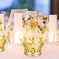 Vista 6 de Copa de corona dorada rellenable con bolsa para dulces, chocolates, pasteles, postres, decoración de almacenamiento para príncipe princesa, baby