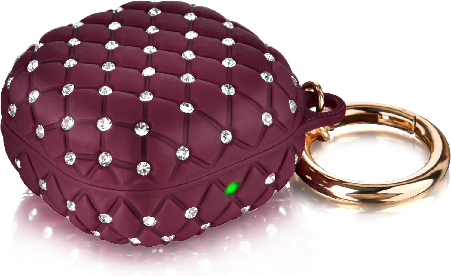 Glittering Cases Compatible with Samsung Galaxy Buds 2 Case, Galaxy Buds Live Case Cover, Galaxy Earbuds Pro Hard Shell Rhinestone for Women Girls (Burgundy)