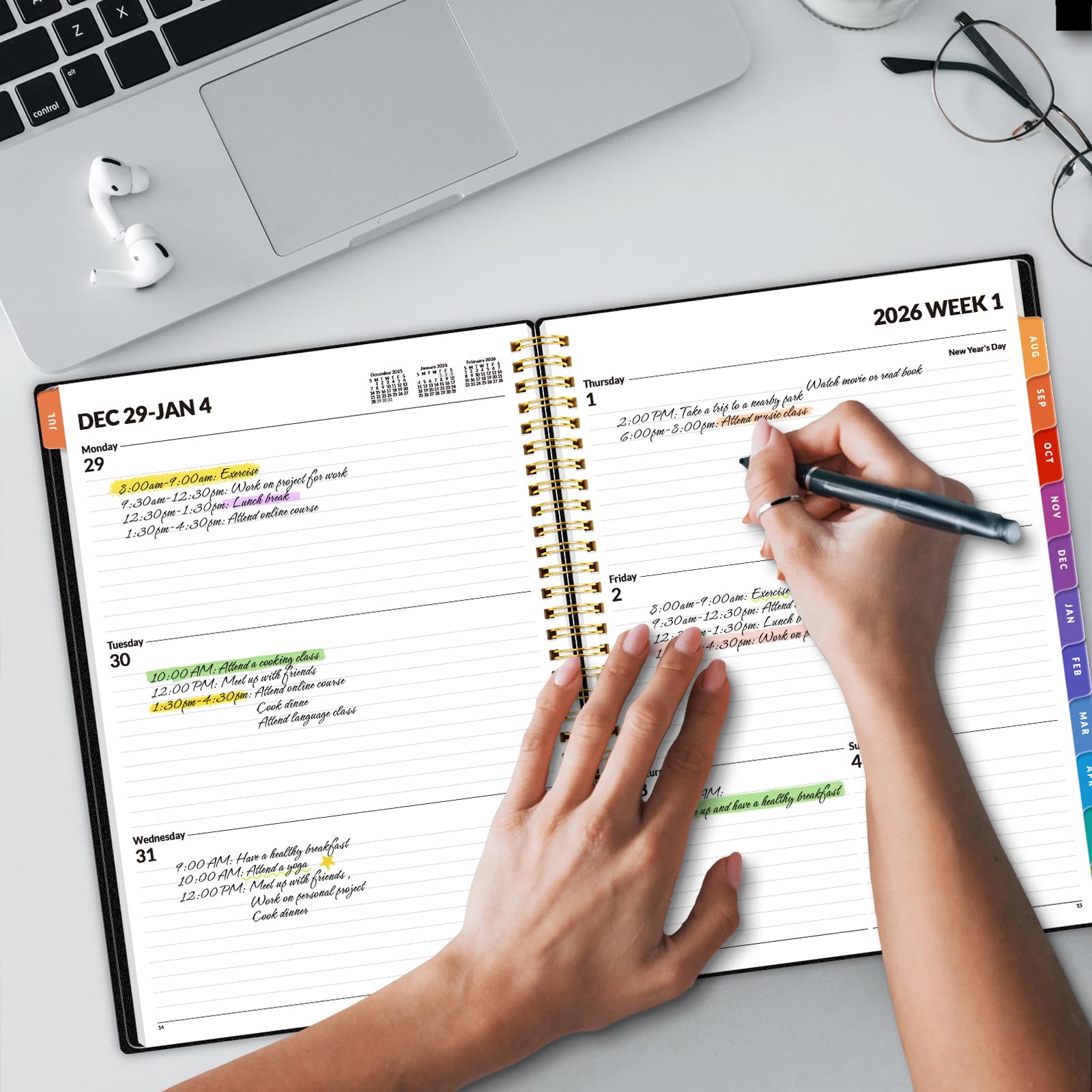 SUNEE 2026 Weekly and Monthly Planner - from January 2026 - December 2026 Daily Agenda Planner with Monthly — view 7