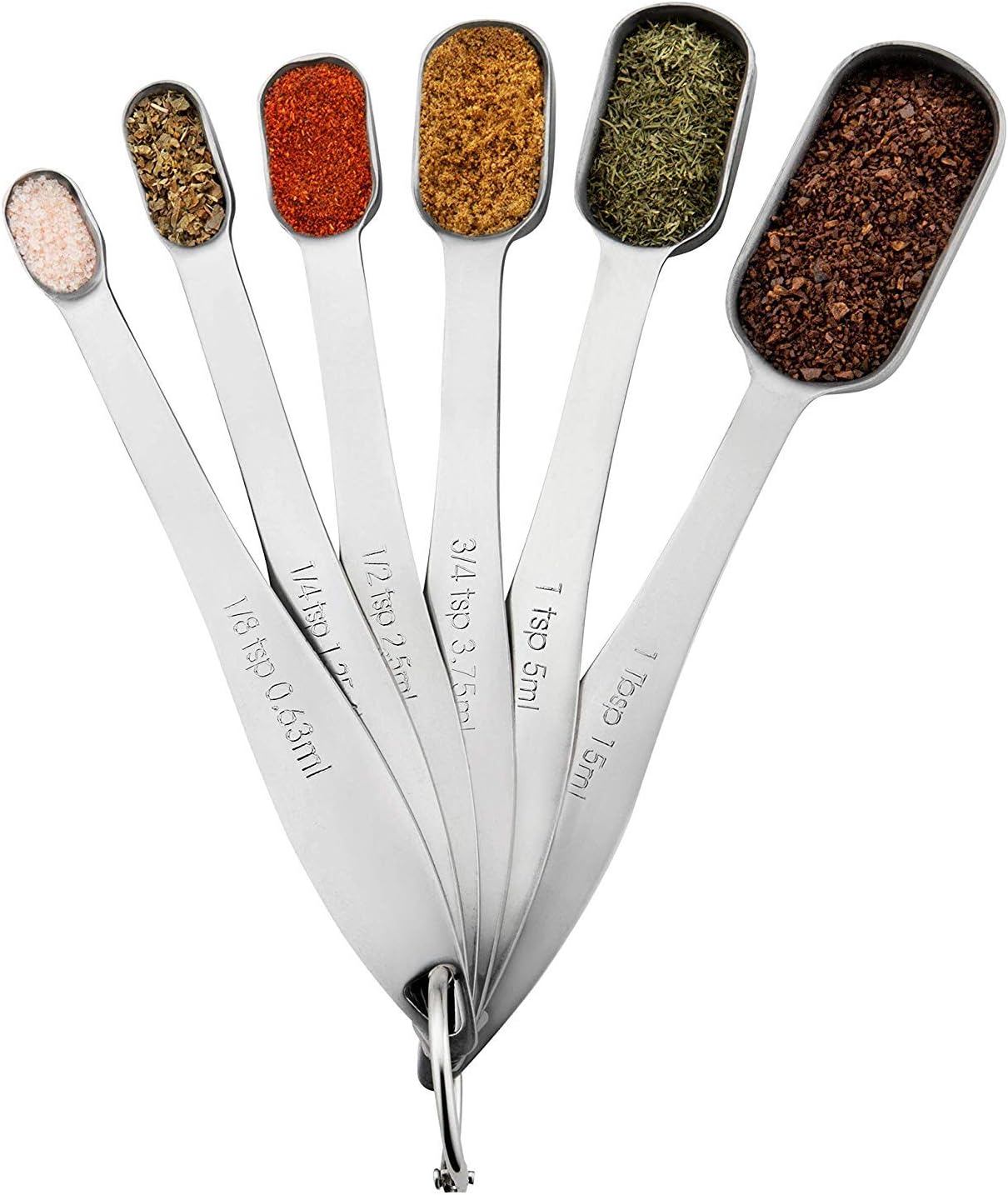 6-Piece Measuring Spoons Set by King Style - Stainless Steel Measuring Spoons - Exact Kitchen Utensils When Measuring Dry Or Liquid Ingredients (Ellipse)