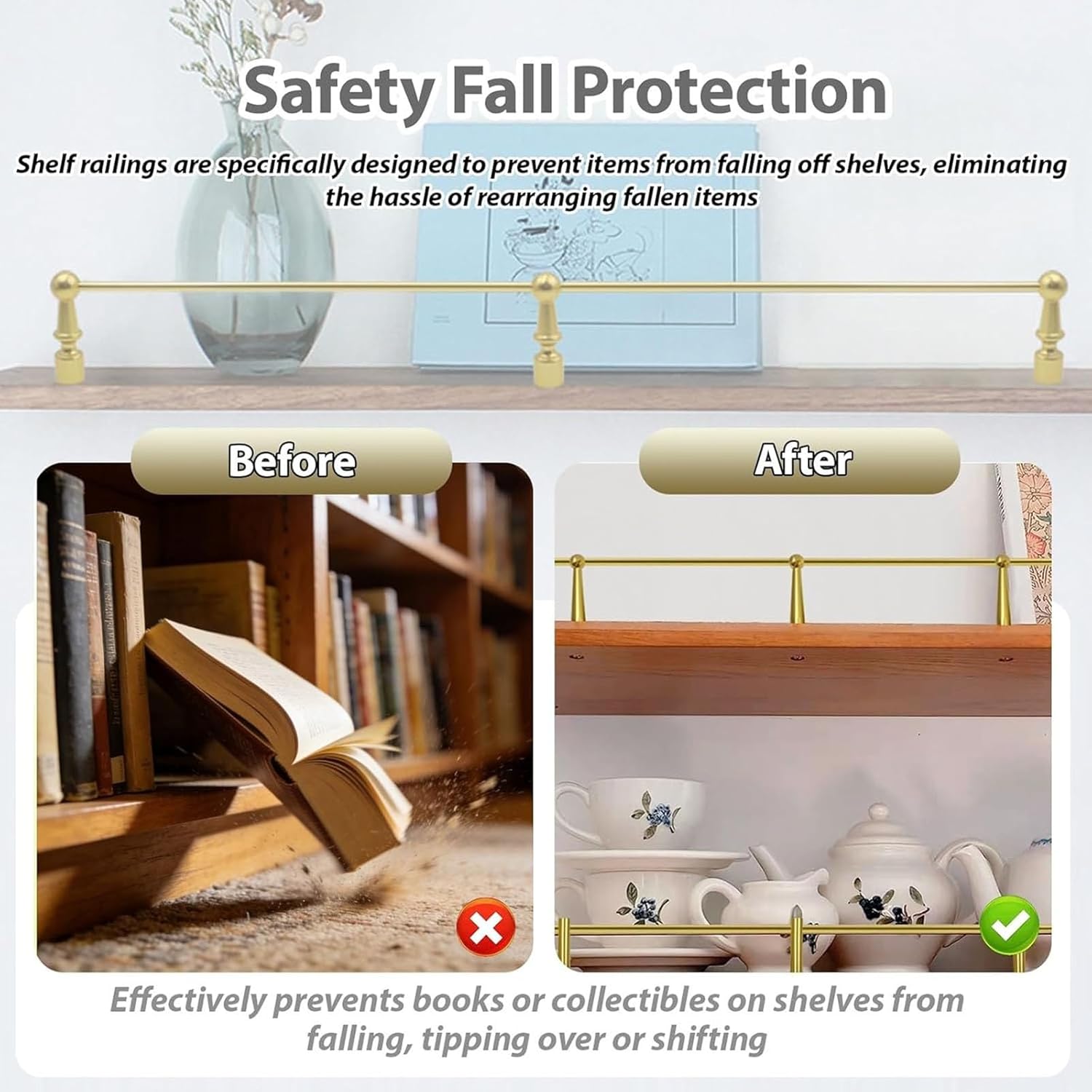Anti-Fall Shelf Rail, Hotel/Office/Home Decorative Pole Rod With Accessories, Custom Cut Length Gallery Rails ﻿(Silver C,95cm/37.4")
