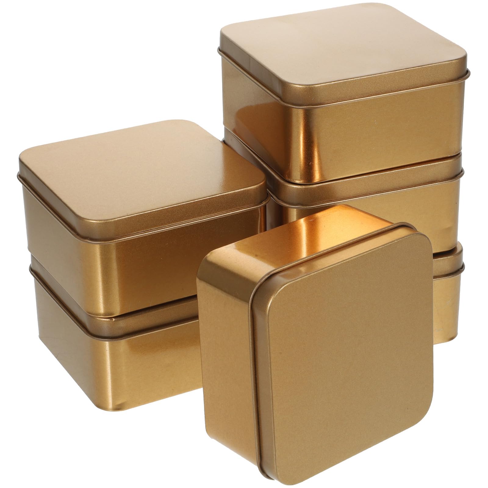 Set da 10 Barattoli in Latta con Coperchio Sigillante Contenitori per Tè Sfuso Caramelle e Spezie Scatole Compatte per Conservazione Alimentare in Cucina e Ufficio Colore Oro