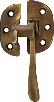 Antique Cast Brass Offset Right Ice Box Door Lever Latch and Catch | Antique Cabinet, Vintage Cupboard Reproduction Hardware | UA-125-ILAB