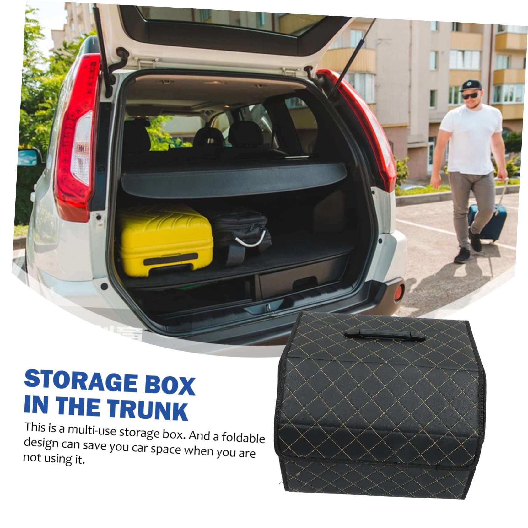 Alipis Organizzatore e Facile da Pulire in Pelle Nera per Bagagliaio Auto Scatola Porta Oggetti Multiuso Pieghevole, Elegante per Auto
