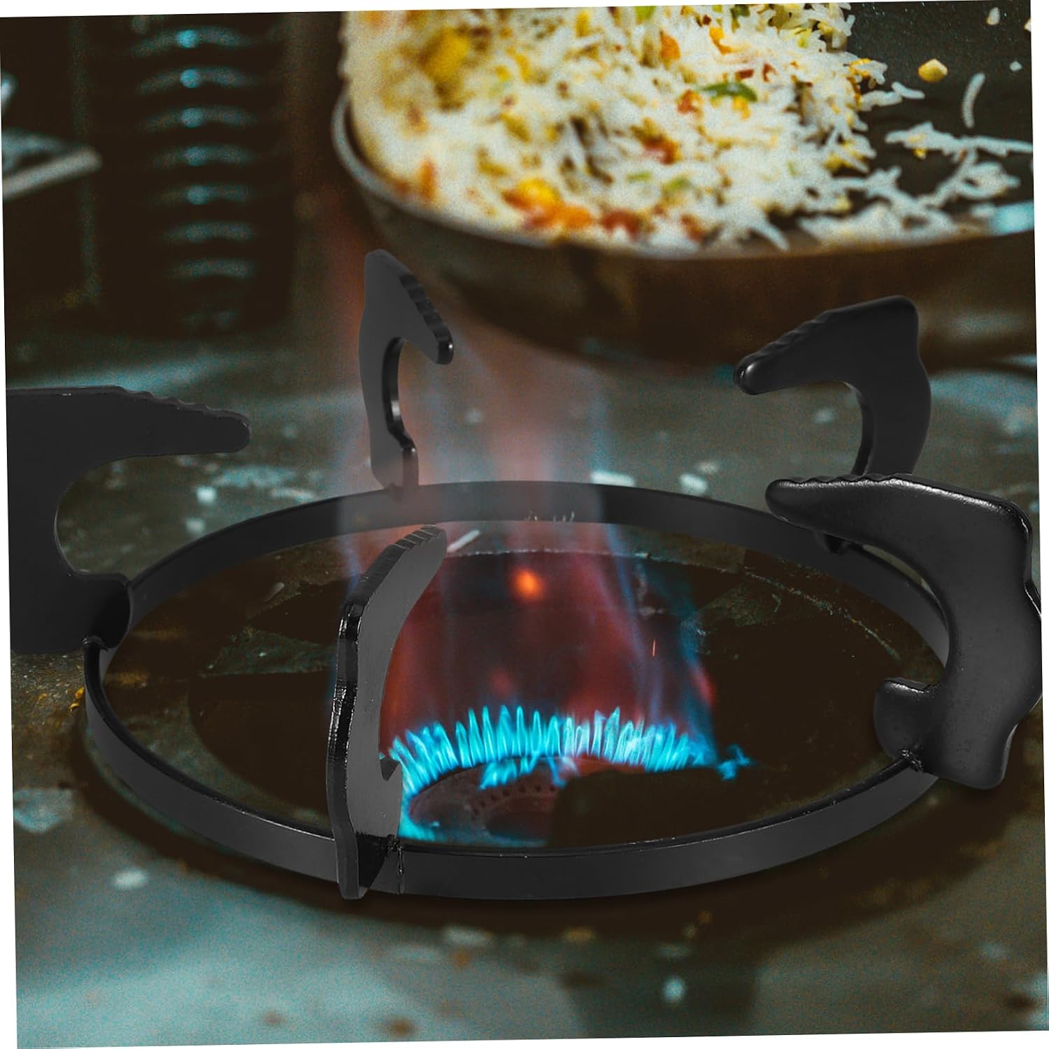DOITOOL Cast Iron Gas Stove Rack Non-slip Wok Holder Ring for Heavy Duty Support Durable Black Metal Heating Stand Compatible with Gas Cooktops