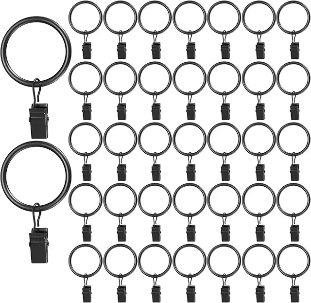 YiPHomn Curtain Rings - 50 Metal Clips for Shower & Window Curtains