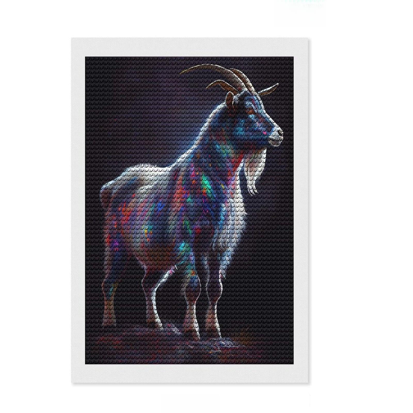 Junmoney Farm Goat Oil Paint Diamond Style Art Kit 8"x12", Holiday Gift Idea, Living Room Decor, Modern Decor, Creative Gift Idea