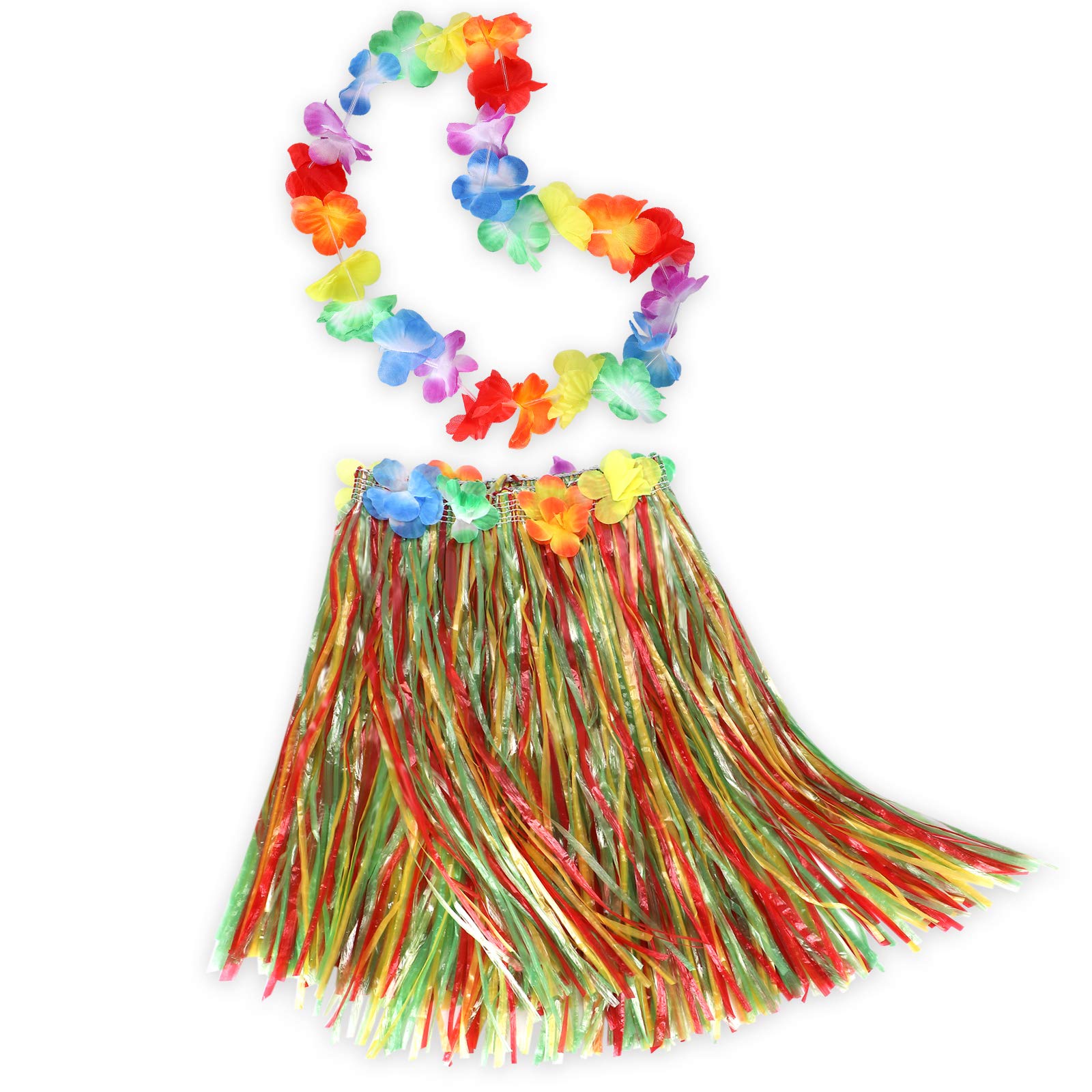 Toyssa Set 12 Gonna di Hula Erba Hawaiana con Ghirlanda Fiori per Donna, per Festa Luau in Spiaggia