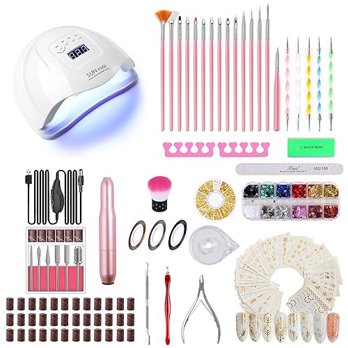 Upgrad 116 PCS Portable Electric Nail Drill Polish File Kit with 120W UV LED Nail Lamp Gel Manicure Dryer Lamp,Acrylic Nails Gel Polishing Shape Tools Supplies Set,Manicure Pedicure Nail Files DIY - Nail drill & UV Light Set 1