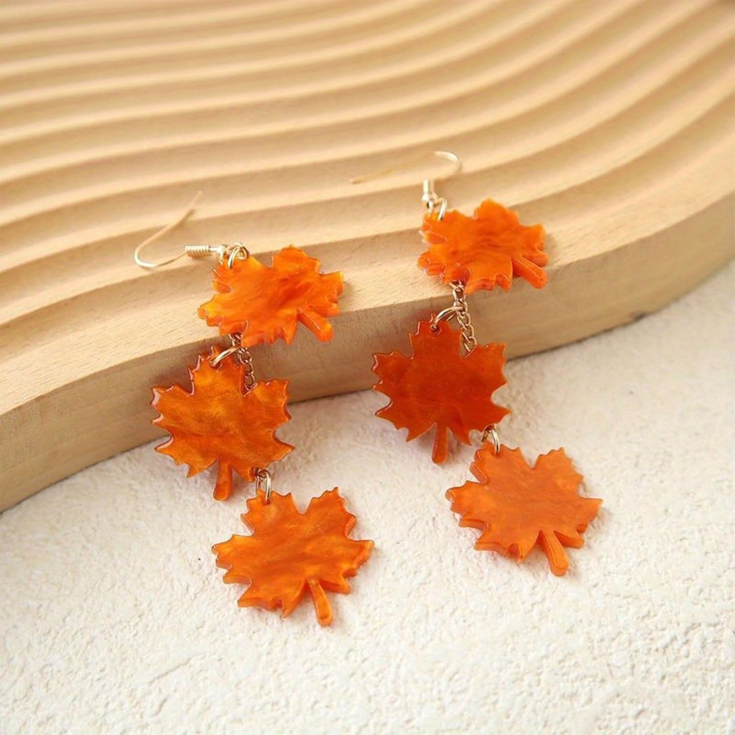 Fall Orange Maple Leaf Earrings Long Tassel Dangle Earrings for Women Autumn Leaf Statement Jewelry Boho Lightweight - Image 5