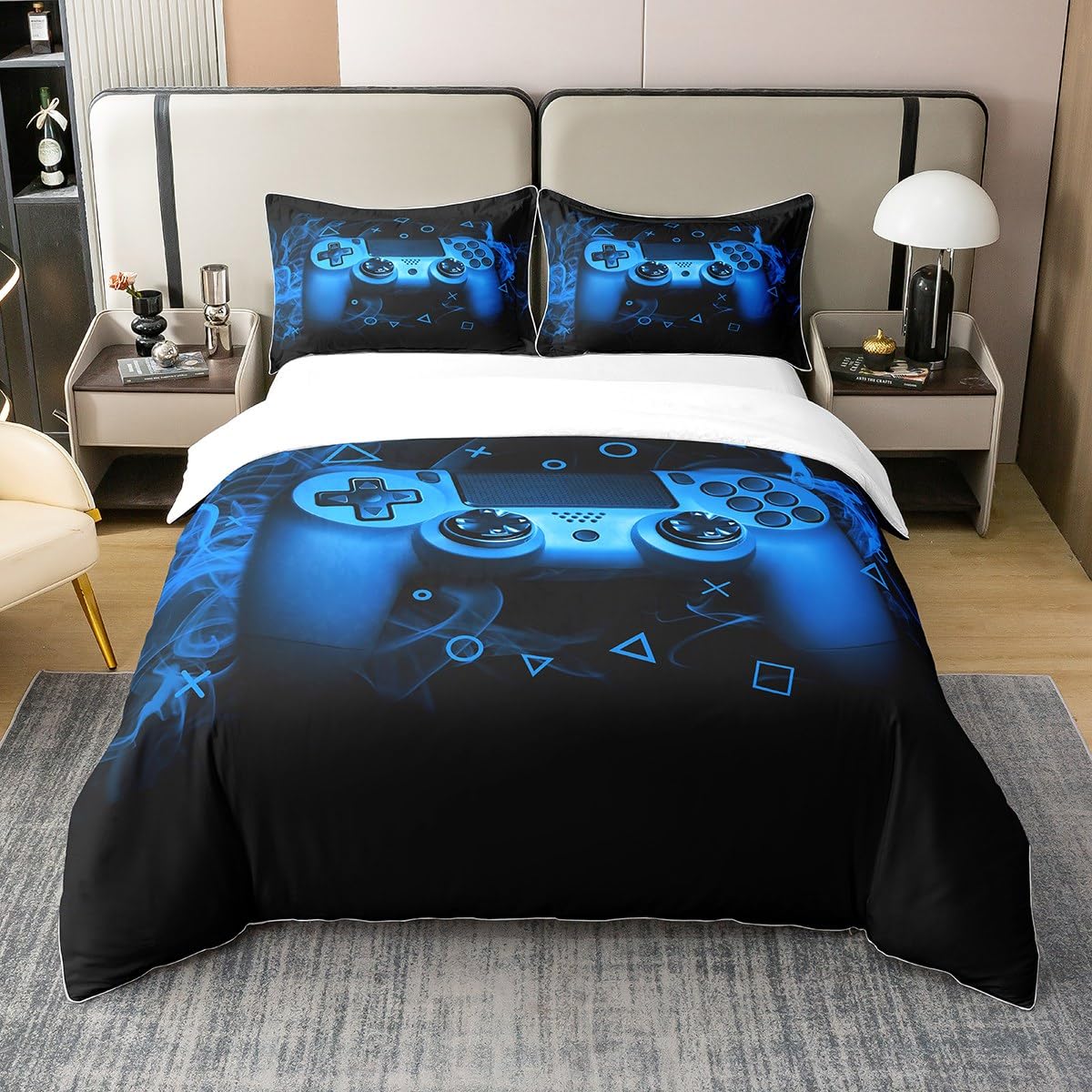 Housse de couette console de jeu 140x200 pour ado évitant la transpiration