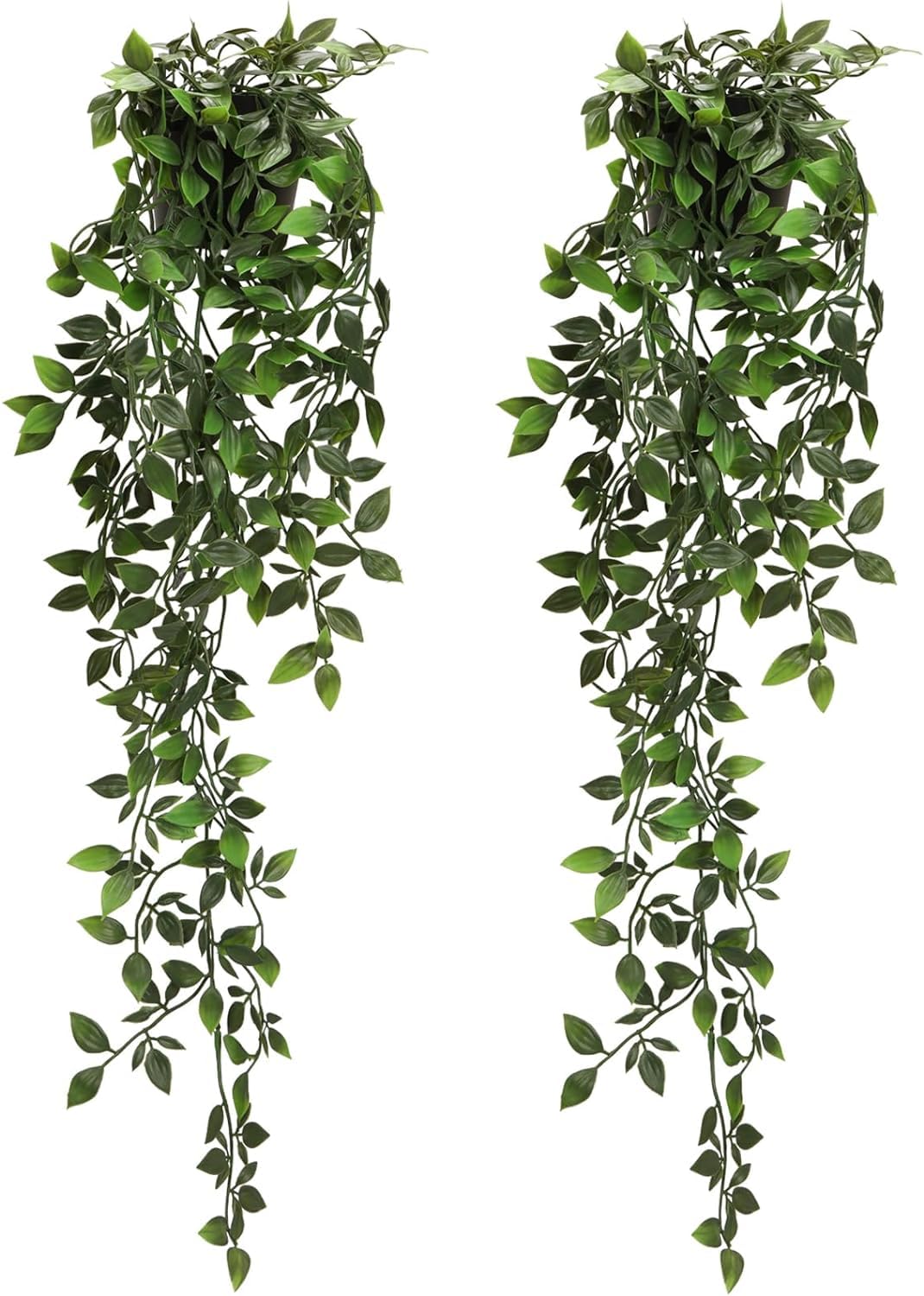 2 Pack Artificial Plants Ivy Leaves Vine Hanging indoor Potted Plants,Fake Topiary Shrubs Greenery Potted Plant,Plastic Leaves for Home Wall，Desk Decor.Exquisite,New House Gift