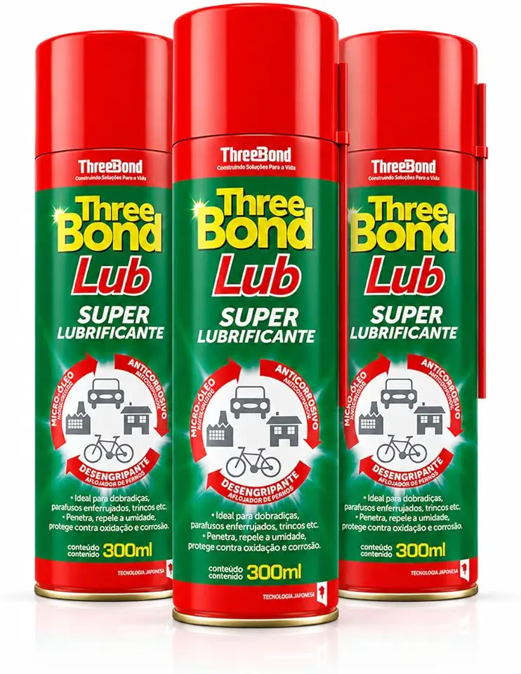 Desengripante ThreeBond LUB 300ml | Kit com 3 Unidades | Proteção Contra Corrosão, Repele Água e Reduz Atrito