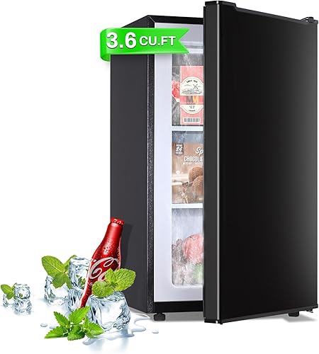 Congelador vertical mini Maine, 3.6 pies cúbicos, congelador compacto de una sola puerta con puerta reversible de acero inoxidable, ajuste de