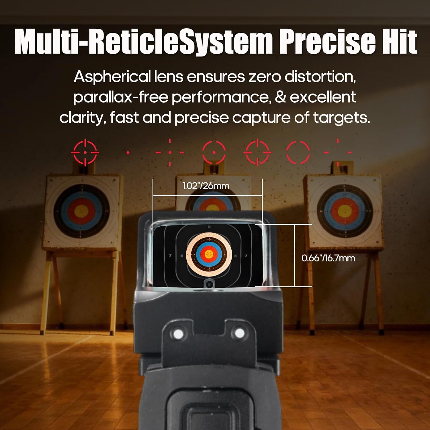 General Red Dot Sights, 2 MOA Dot & 32 MOA Circle Reticle, Motion-Activated Long Battery Life for Pistols, Made of 7075 Aluminum